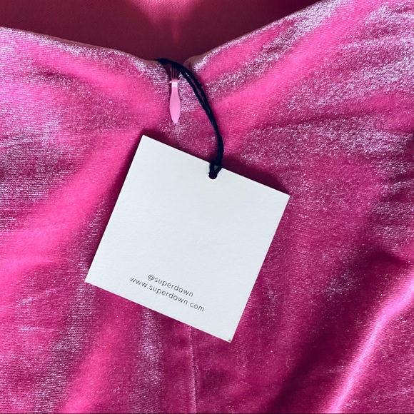 NWT Superdown Arabella hot pink velvet strappy mini dress - Picture 11 of 16